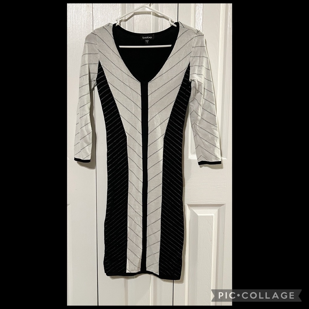 Bebe Black & White Knit Dress
